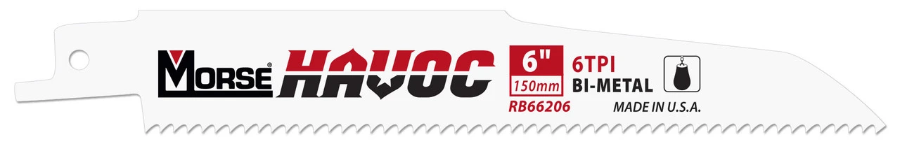 MK Morse RB66210T20 - Recip Saw Blade (BiMetal) "Havoc" 6" x 0.062" 10TPI 20/Pack 3 MK Morse RB66210T20 - Recip Saw Blade (BiMetal) "Havoc" 6" x 0.062" 10TPI 20/Pack